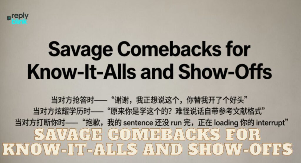 Savage Comebacks for Know-It-Alls and Show-Offs
